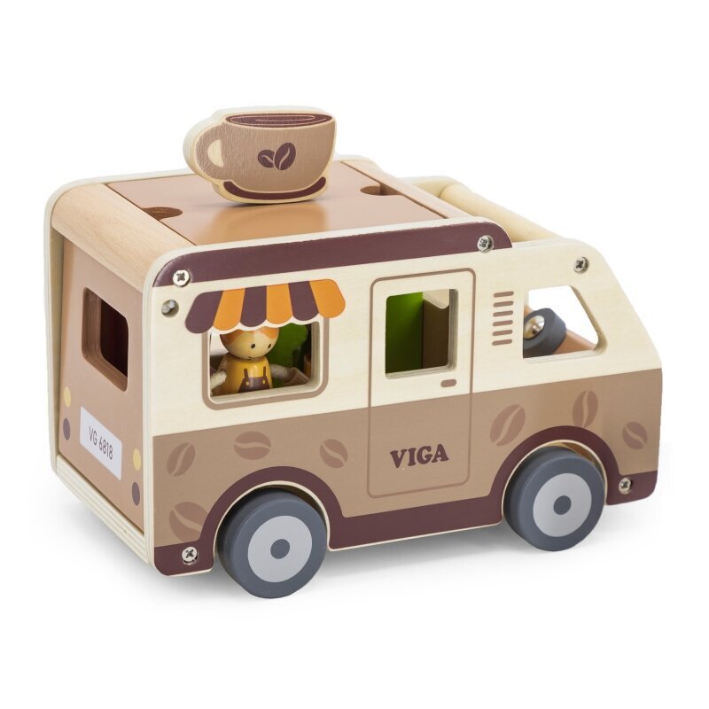 Žaislas kavos ir užkandžių automobilis su priedais Viga kaina ir informacija | Lavinamieji žaislai | pigu.lt
