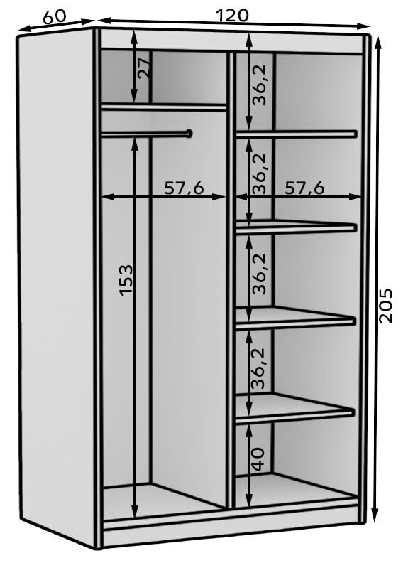 Spinta ADRK Furniture Delia 120, balta цена и информация | Spintos | pigu.lt