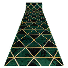 Бегун EMERALD эксклюзивный 1020 гламур, стильный Мрамор, треугольники бутылочно-зеленый / золото 100 cm цена и информация | Ковры | pigu.lt