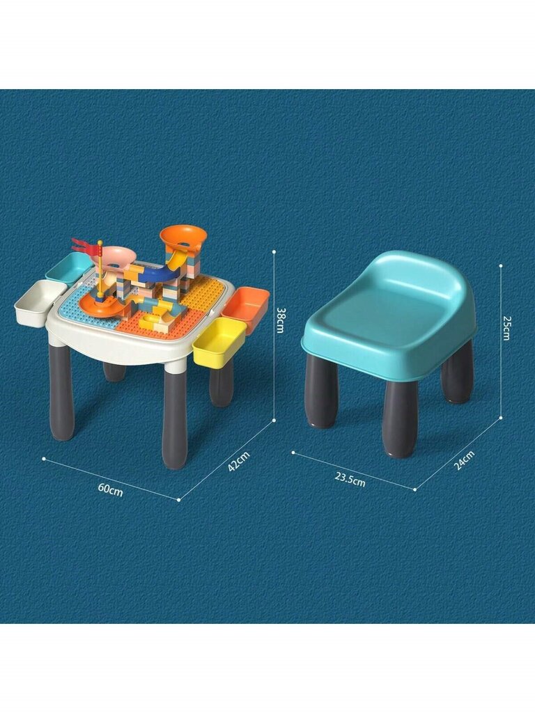 Edukacinis stalas su statybiniu komplektu ir kėde kaina ir informacija | Konstruktoriai ir kaladėlės | pigu.lt