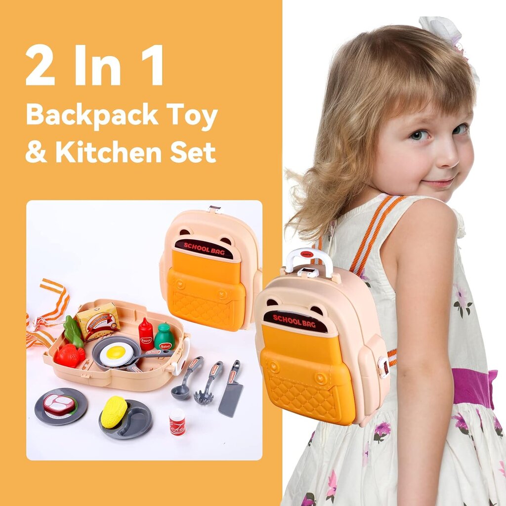 Kuprinė - vaikiška virtuvėlė 2 in 1 kaina ir informacija | Žaislai mergaitėms | pigu.lt