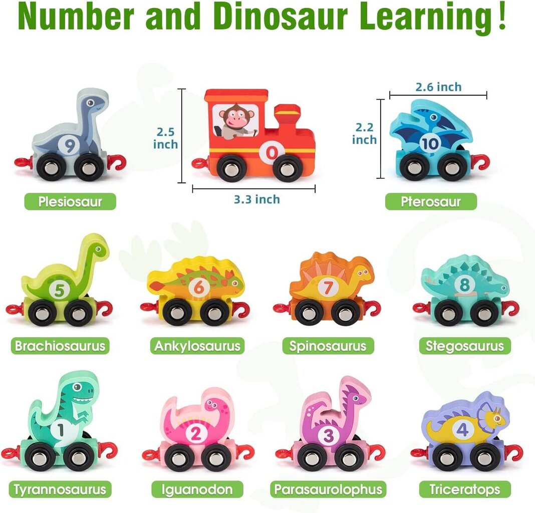 Edukacinis traukinukas su skaičiais Dinosaur Number Train kaina ir informacija | Lavinamieji žaislai | pigu.lt