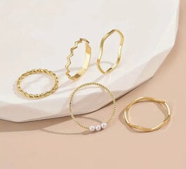 5 vnt. skirtingų moterišku žiedų Rings for daily outfits kaina ir informacija | Žiedai | pigu.lt