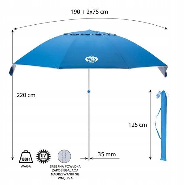 Lauko skėtis Nils Camp, mėlynas цена и информация | Skėčiai, markizės, stovai | pigu.lt