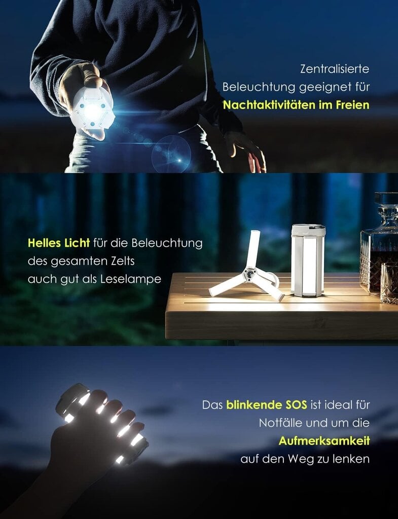 Įkraunama LED stovyklavimo lempa Walliebe LYD-6608 kaina ir informacija | Žibintai ir prožektoriai | pigu.lt