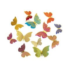 3D lipdukai, drugeliai, 12 vnt. kaina ir informacija | Dekoracijos šventėms | pigu.lt