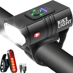 Dviračių šviesų rinkinys Bike Light, juoda kaina ir informacija | Žibintai ir atšvaitai dviračiams | pigu.lt
