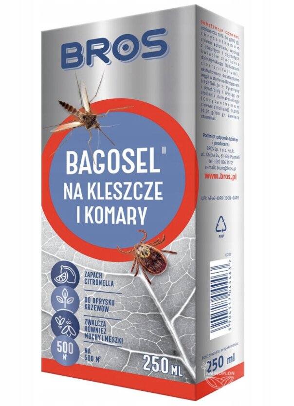 Skystis nuo uodų ir erkių Bros, 250 ml kaina ir informacija | Priemonės nuo uodų ir erkių | pigu.lt