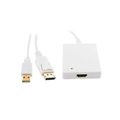 4World adapteris DisplayPort M + USB M > HDMI F , 0.5m, Baltas kaina ir informacija | 4World Kompiuterinė technika | pigu.lt