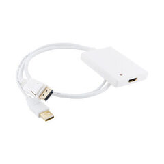 4World адаптер DisplayPort M + USB M > HDMI F, 0,5 м, Белый цена и информация | Адаптеры, USB-разветвители | pigu.lt