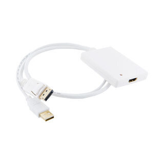 4World adapteris DisplayPort M + USB M > HDMI F , 0.5m, Baltas цена и информация | Adapteriai, USB šakotuvai | pigu.lt