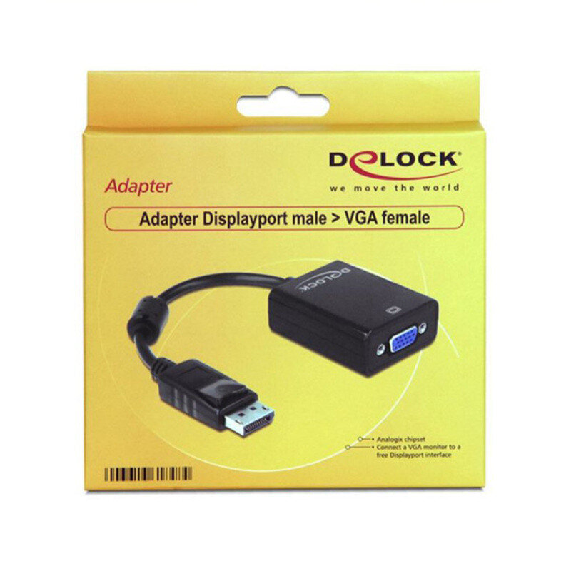 Adapteris Delock Displayport(M)-> VGA(F) 12.5cm цена и информация | Adapteriai, USB šakotuvai | pigu.lt