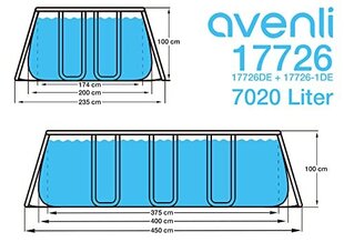 Baseinas Avenli Frame Plus, 400x200x99 cm, be filtro kaina ir informacija | Baseinai | pigu.lt