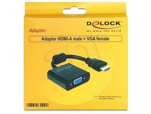 Delock adapteris HDMI-A(M)->VGA(F), 25 cm kaina ir informacija | Adapteriai, USB šakotuvai | pigu.lt
