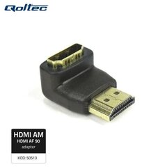 Qoltec 50513 HDMI AF 90 градусов Адаптер Кабеля - HDMI A папа / HDMI A гнездо Черный цена и информация | Адаптеры, USB-разветвители | pigu.lt