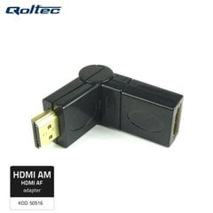 Qoltec HDMI adapteris (kampinis/sukimosi), Juodas kaina ir informacija | Adapteriai, USB šakotuvai | pigu.lt