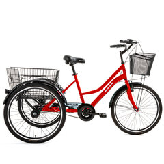 Городской трехколесный велосипед Bisan 24 PORTER (PR10010500) красный/белый цена и информация | Велосипеды | pigu.lt