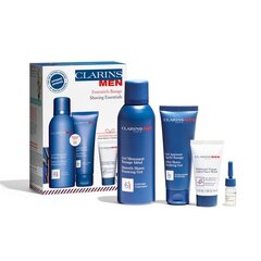 Skutimosi rinkinys Clarins Men Shaving Essentials vyrams: gelis 150 ml + gelis po skutimosi 75 ml + veido prausiklis 30 ml + skutimosi ir barzdos aliejus 3 ml kaina ir informacija | Skutimosi priemonės ir kosmetika | pigu.lt