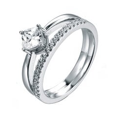 Серебряное кольцо с цирконами Brasco 57165 57165-17 цена и информация | Кольцо | pigu.lt