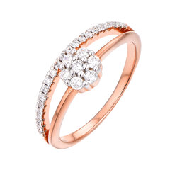 Paauksuotas sidabrinis žiedas su cirkoniais Brasco 57170 kaina ir informacija | Žiedai | pigu.lt