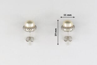 Sidabriniai auskarai su perlais ir cirkoniais Brasco 54017 kaina ir informacija | Auskarai | pigu.lt