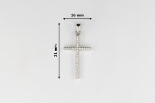 Серебряный католический крестик с цирконами Brasco 55953 55953 цена и информация | Женское колье | pigu.lt