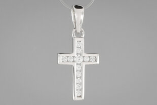 Серебряный католический крестик с цирконами Brasco 55952 55952 цена и информация | Украшения на шею | pigu.lt