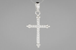 Серебряный католический крестик с цирконами Brasco 55958 55958 цена и информация | Украшения на шею | pigu.lt