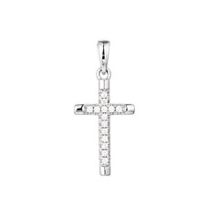 Серебряный католический крестик с цирконами Brasco 58864 58864 цена и информация | Украшения на шею | pigu.lt