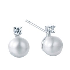 Sidabriniai auskarai su perlais ir cirkoniais Brasco 54024 kaina ir informacija | Auskarai | pigu.lt