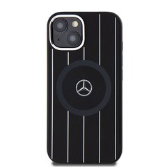 Mercedes Liquid Silicon Stripes Pattern MagSafe Case for iPhone 15 Pro Max Black цена и информация | Чехлы для телефонов | pigu.lt