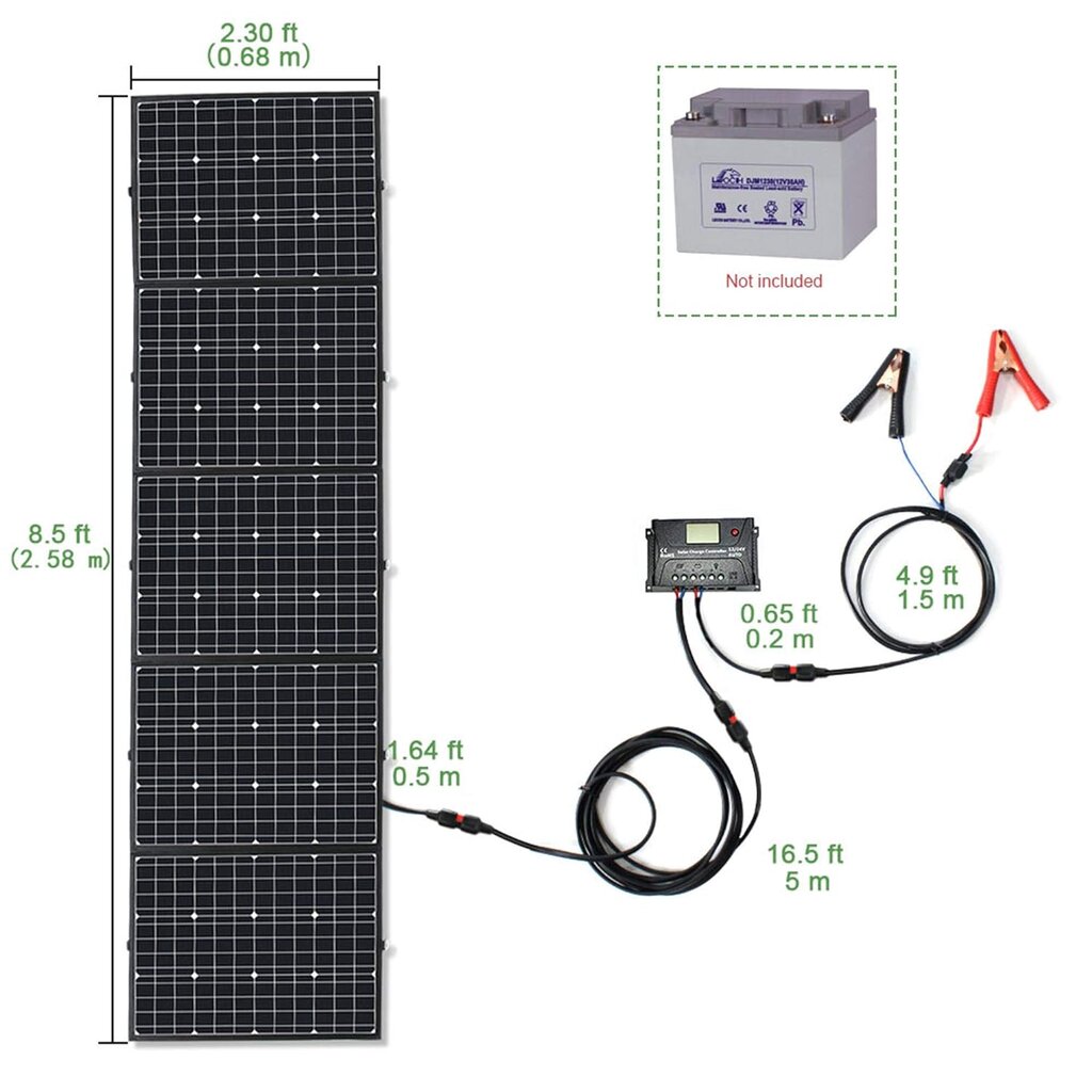 Yingguang 300W 12V sulankstomas ir nešiojamas saulės skydelis kaina ir informacija | Komponentai saulės jėgainėms | pigu.lt