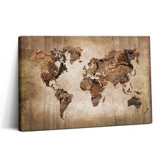 Reprodukcija Pasaulio žemėlapis pagamintas iš medžio kaina ir informacija | Reprodukcijos, paveikslai | pigu.lt