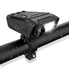 Dviračio kamera-lempa-sirena Nedis, 600lm, 10h, microSD, juoda kaina ir informacija | Dviračių kompiuteriai, navigacija | pigu.lt