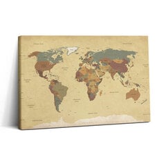 Reprodukcija Pasaulio žemėlapis vintažiniu stiliumi kaina ir informacija | Reprodukcijos, paveikslai | pigu.lt