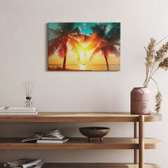 Reprodukcija Atostogų vaizdas – palmės saulėlydžio metu kaina ir informacija | Reprodukcijos, paveikslai | pigu.lt