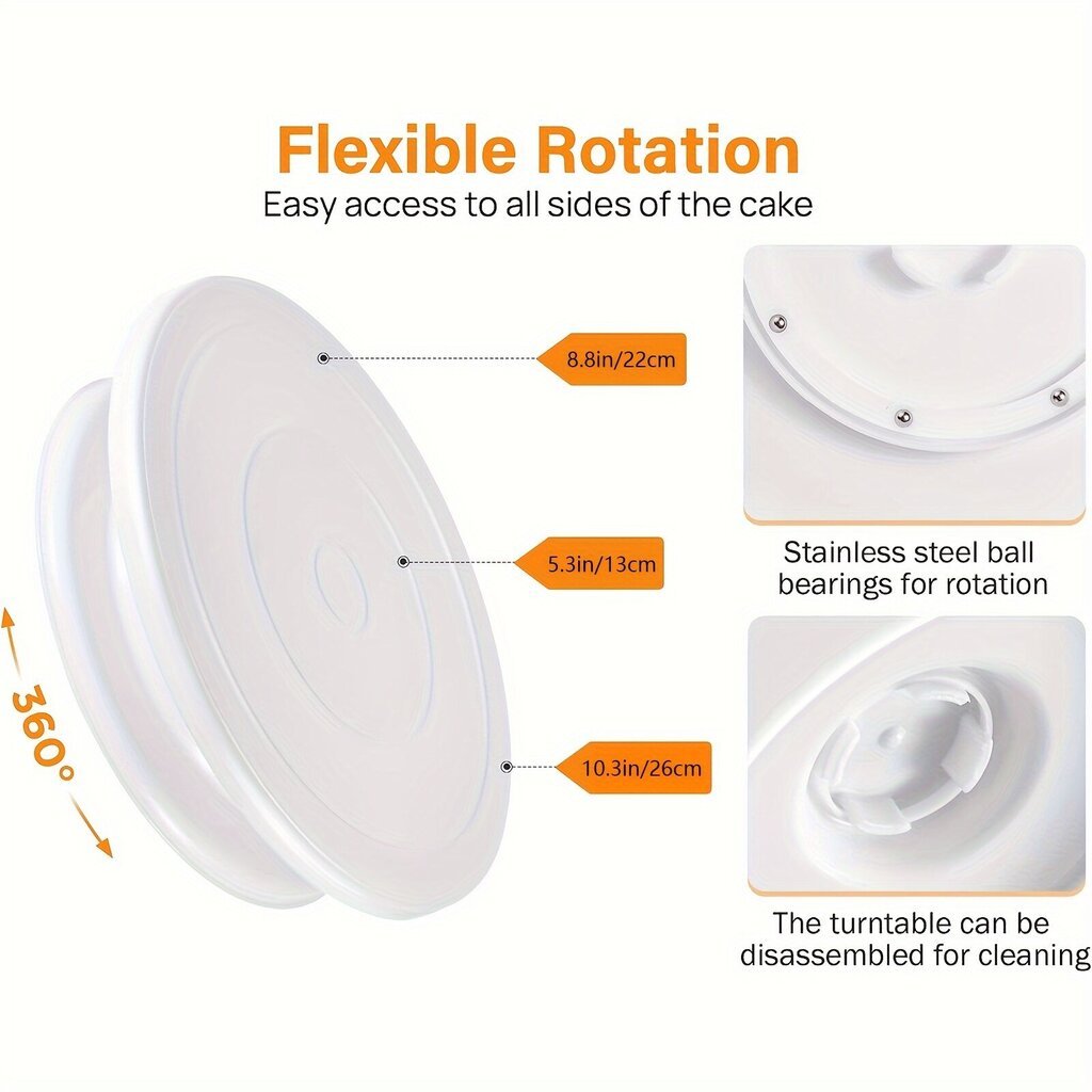 Besisukantis torto stovas ir konditerinis dekoravimo rinkinys, 21 vnt. kaina ir informacija | Virtuvės įrankiai | pigu.lt