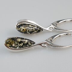 Серебряные серьги с янтарем цена и информация | Серьги | pigu.lt