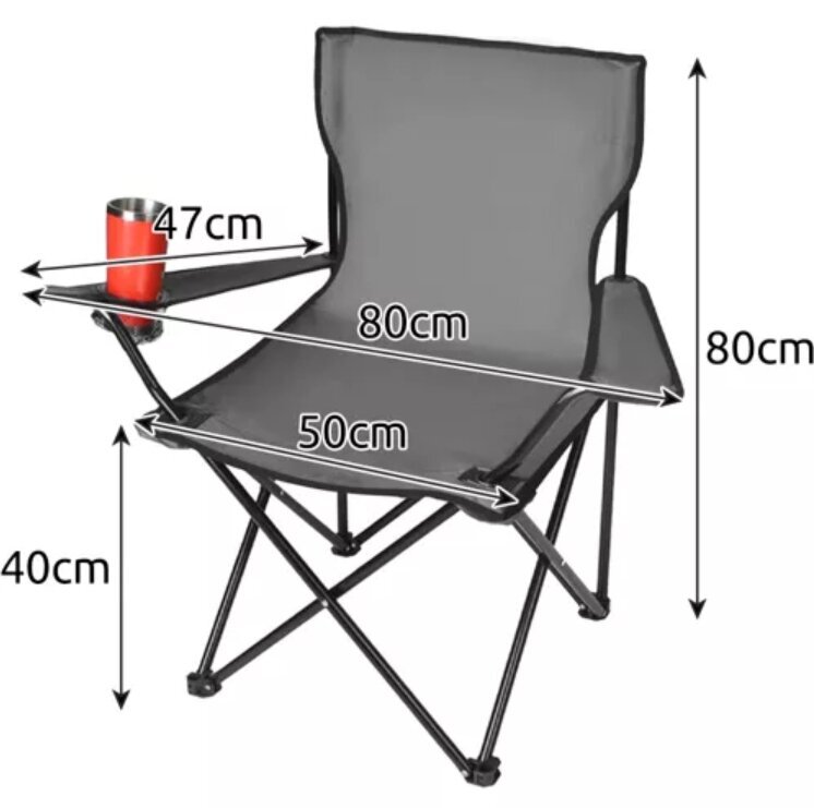 Sulankstoma žvejybos kėdė, pilka, 80 x 44 x 80 cm kaina ir informacija | Turistiniai baldai | pigu.lt