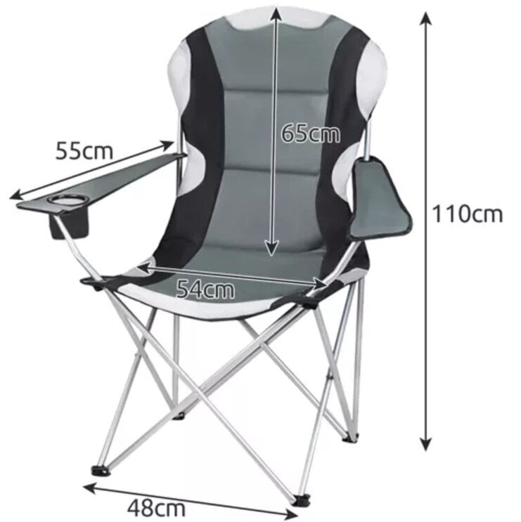 Sulankstoma žvejybos kėdė, pilka, 55 x 54 x 110 cm kaina ir informacija | Turistiniai baldai | pigu.lt