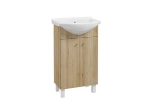 Шкафчик для ванной Luka Deftrans с раковиной Torrent 50 см, дуб цена и информация | Шкафчики для ванной | pigu.lt
