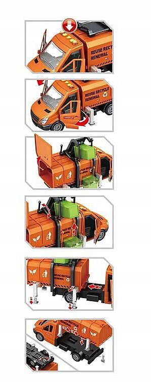 Sunkvežimis šiukšliavežė vaikams, oranžinis kaina ir informacija | Žaislai berniukams | pigu.lt