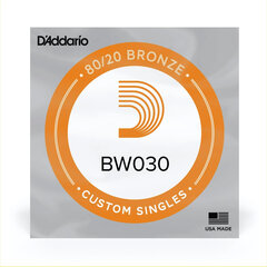 Струна для акустической гитары D'Addario Single 80/20 Bronze 0.030 BW030 цена и информация | Принадлежности для музыкальных инструментов | pigu.lt