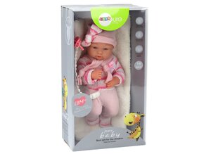 Lėlė kūdikis su čiulptuku Lean Toys, rožinė kaina ir informacija | Žaislai mergaitėms | pigu.lt