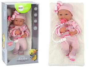 Lėlė kūdikis su čiulptuku Lean Toys, rožinė kaina ir informacija | Žaislai mergaitėms | pigu.lt