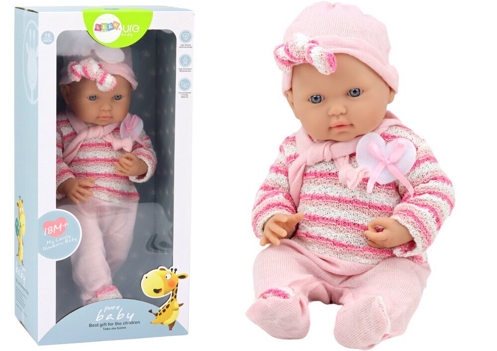 Lėlė kūdikis su drabužėliais ir priedais Lean Toys, rožinė kaina ir informacija | Žaislai mergaitėms | pigu.lt