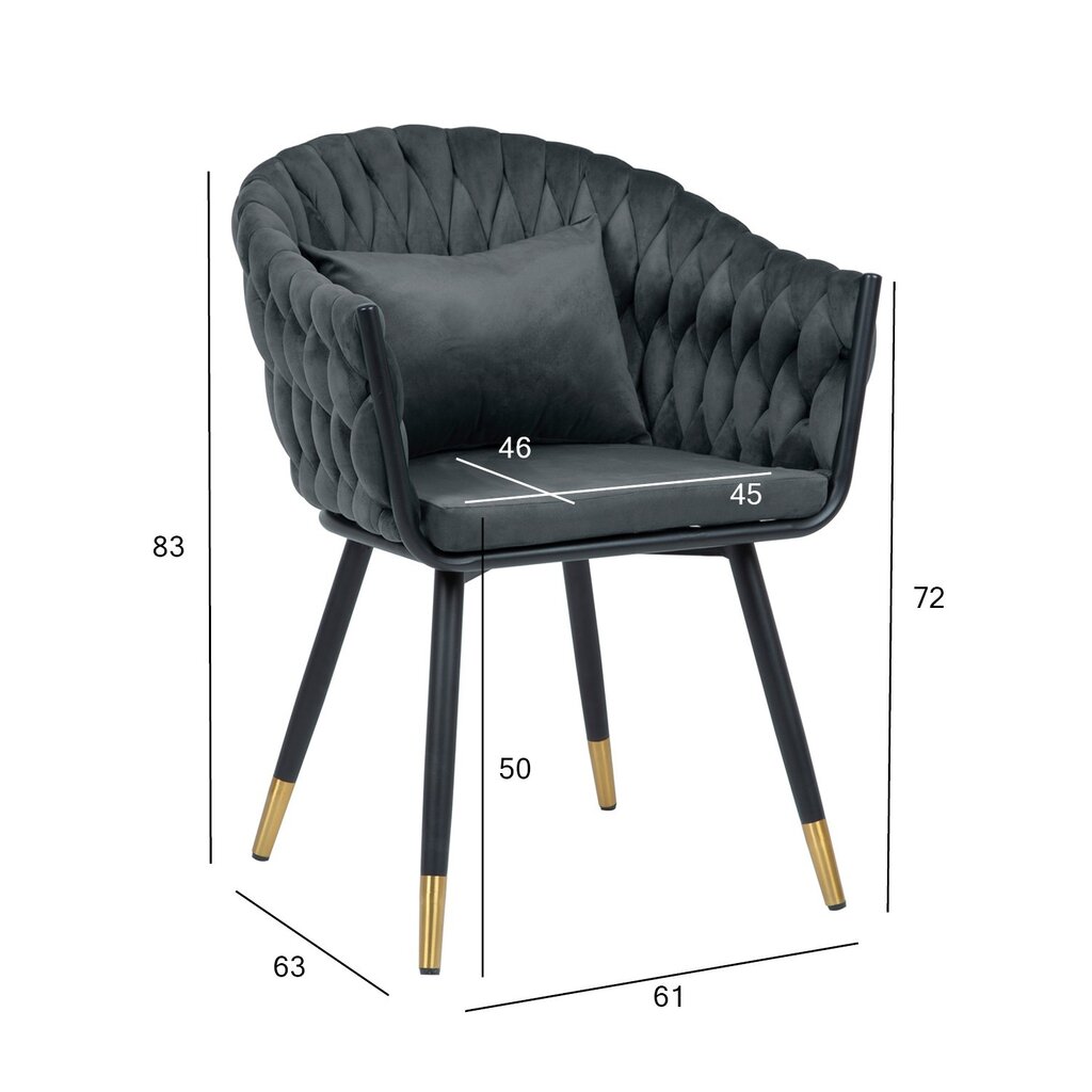 č-jų dalių kėdžių komplektas Home4You Flora, pilkas kaina ir informacija | Virtuvės ir valgomojo kėdės | pigu.lt