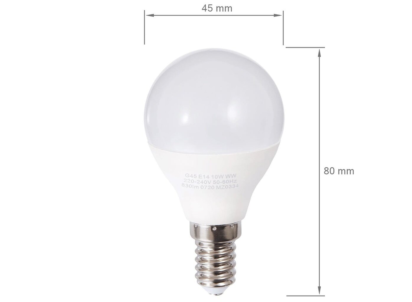 LED lemputė E14 10W G45 - Šiltai balta (3000K) kaina ir informacija | Elektros lemputės | pigu.lt