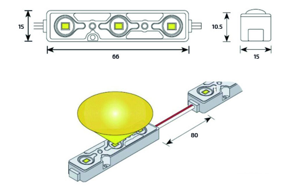 LED modulis 2835 IP68 1,08 W - "Samsung" - Šaltai balta (6500K) - 4 metų garantija kaina ir informacija | LED juostos | pigu.lt