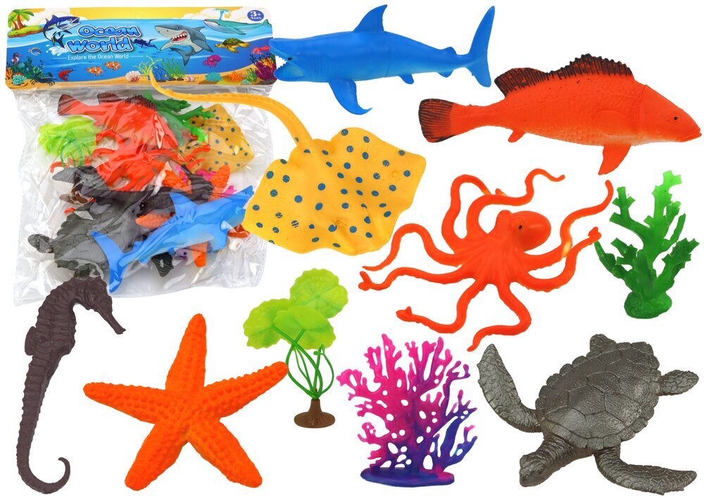 Jūros gyvūnų figūrėlių rinkinys, įvairių spalvų, 7 d. цена и информация | Žaislai berniukams | pigu.lt